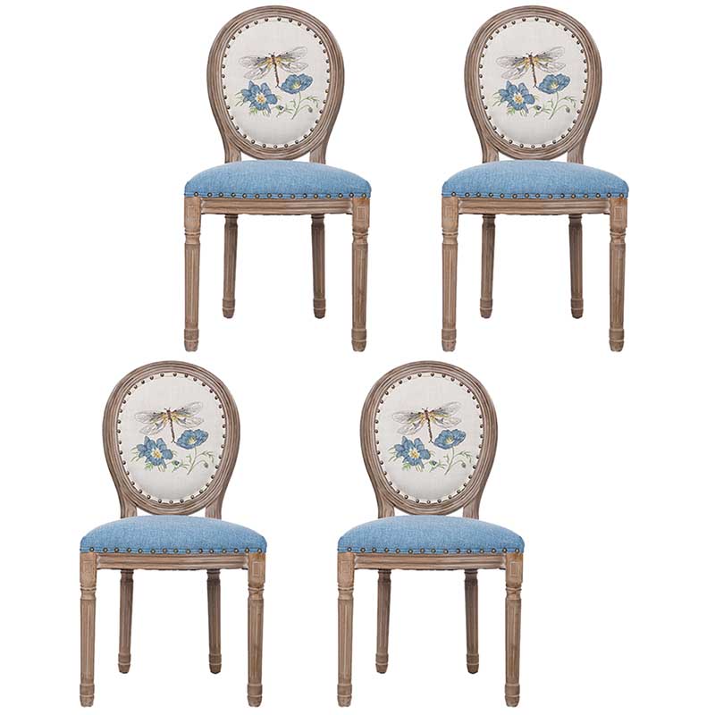 Solid Wood Country Style Dining Room Chair Matte Finish King Louis Back Side Chair