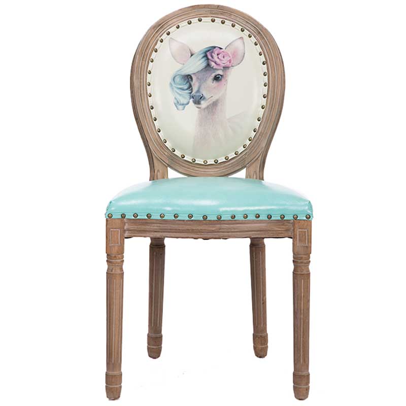 Solid Wood Country Style Dining Room Chair Matte Finish King Louis Back Side Chair