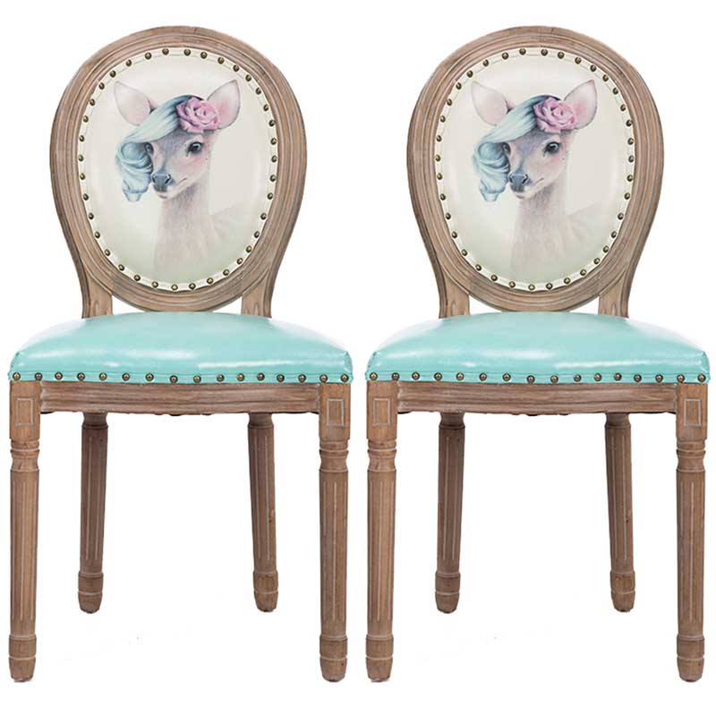 Solid Wood Country Style Dining Room Chair Matte Finish King Louis Back Side Chair