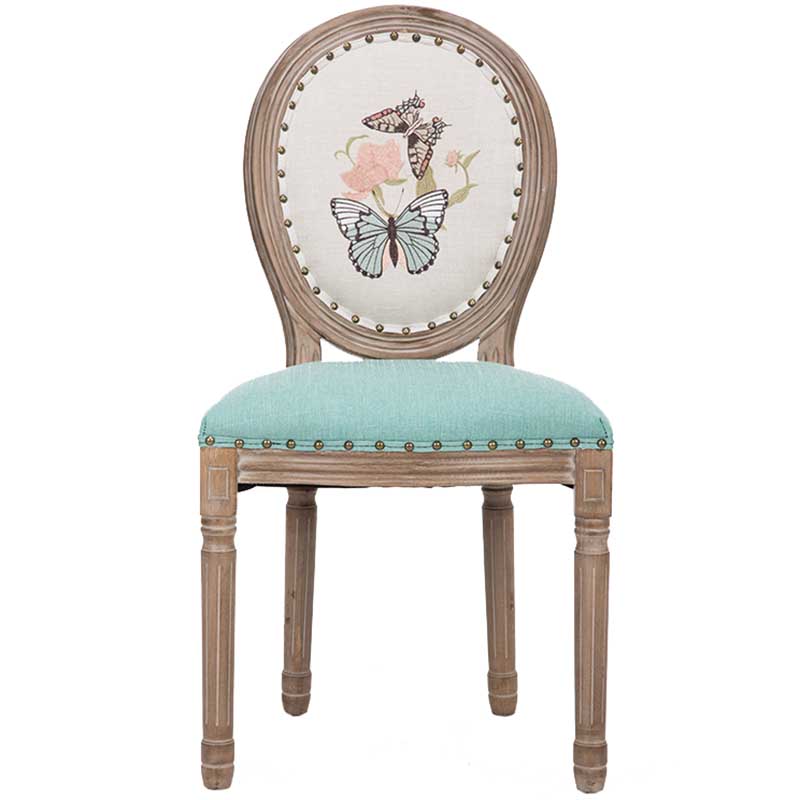 Solid Wood Country Style Dining Room Chair Matte Finish King Louis Back Side Chair