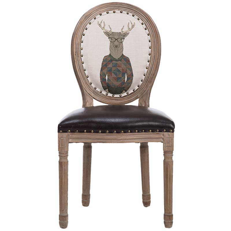 Solid Wood Country Style Dining Room Chair Matte Finish King Louis Back Side Chair