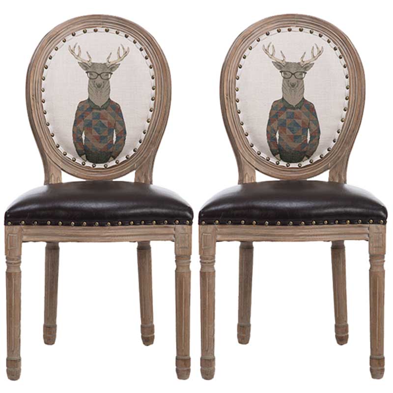 Solid Wood Country Style Dining Room Chair Matte Finish King Louis Back Side Chair