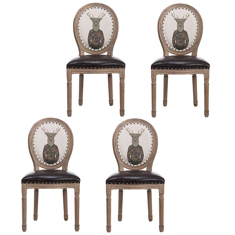 Solid Wood Country Style Dining Room Chair Matte Finish King Louis Back Side Chair