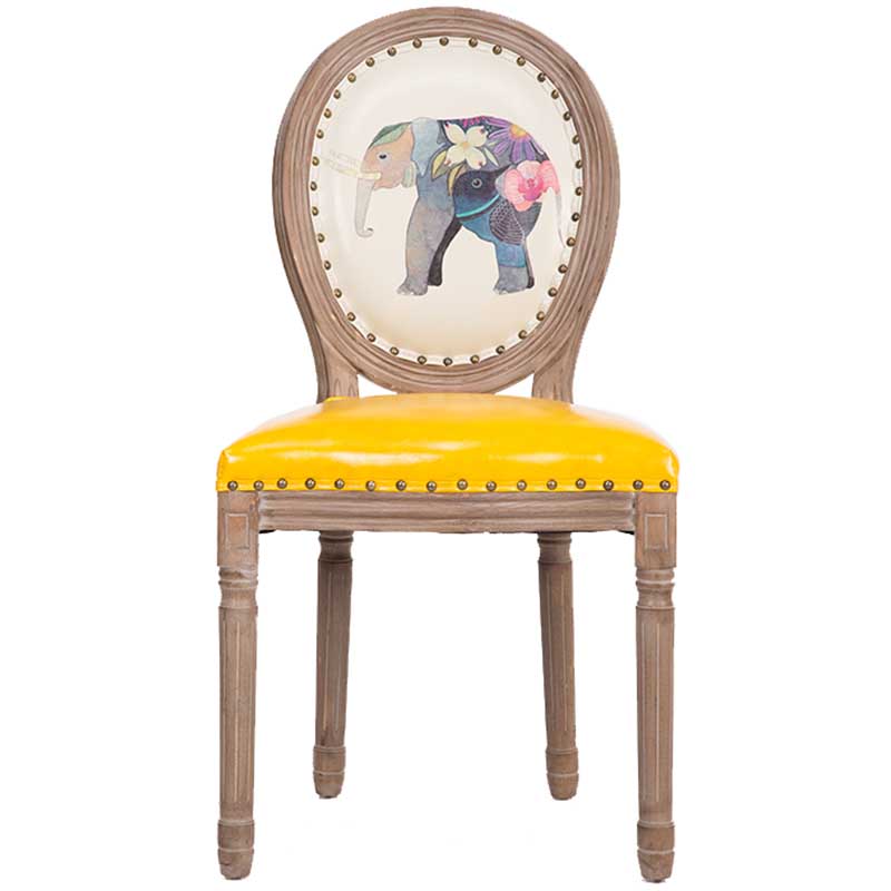 Solid Wood Country Style Dining Room Chair Matte Finish King Louis Back Side Chair