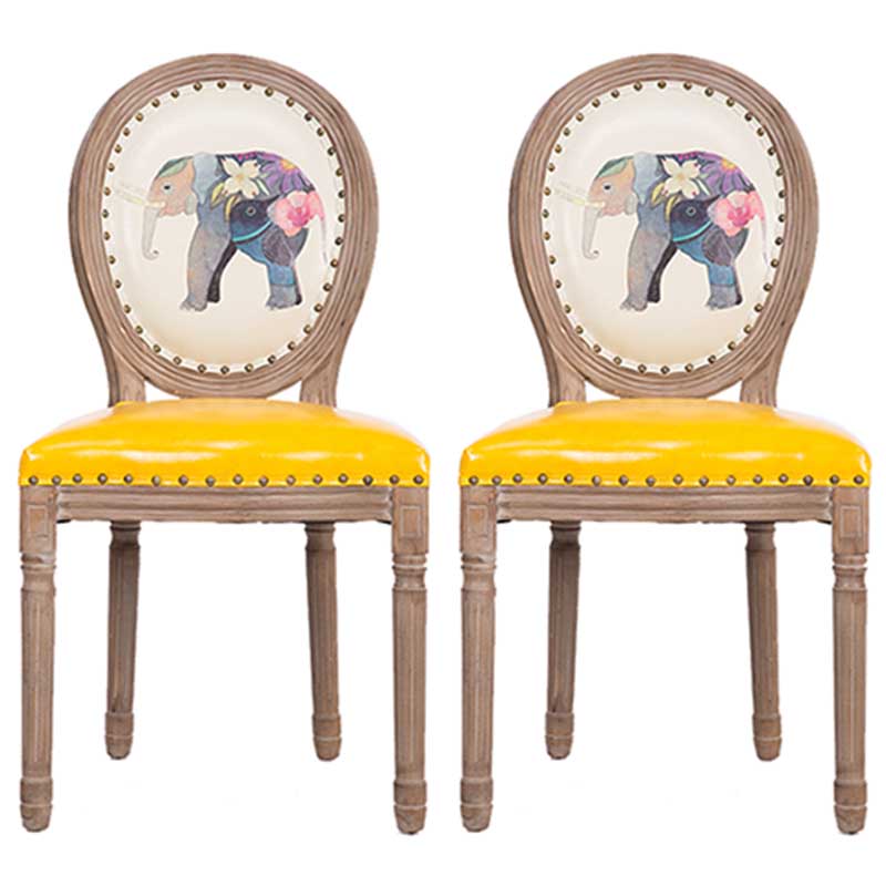 Solid Wood Country Style Dining Room Chair Matte Finish King Louis Back Side Chair