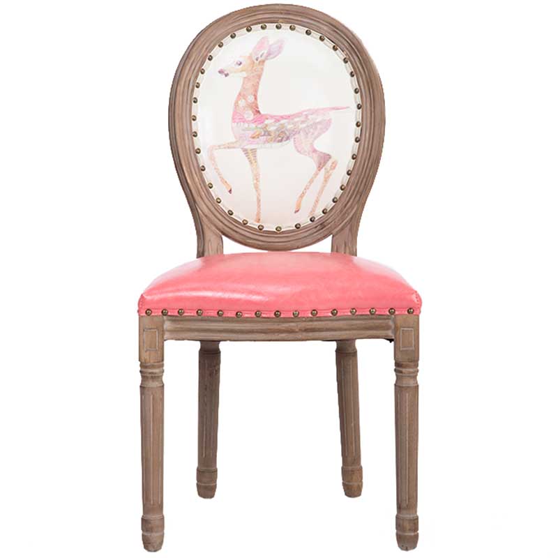 Solid Wood Country Style Dining Room Chair Matte Finish King Louis Back Side Chair