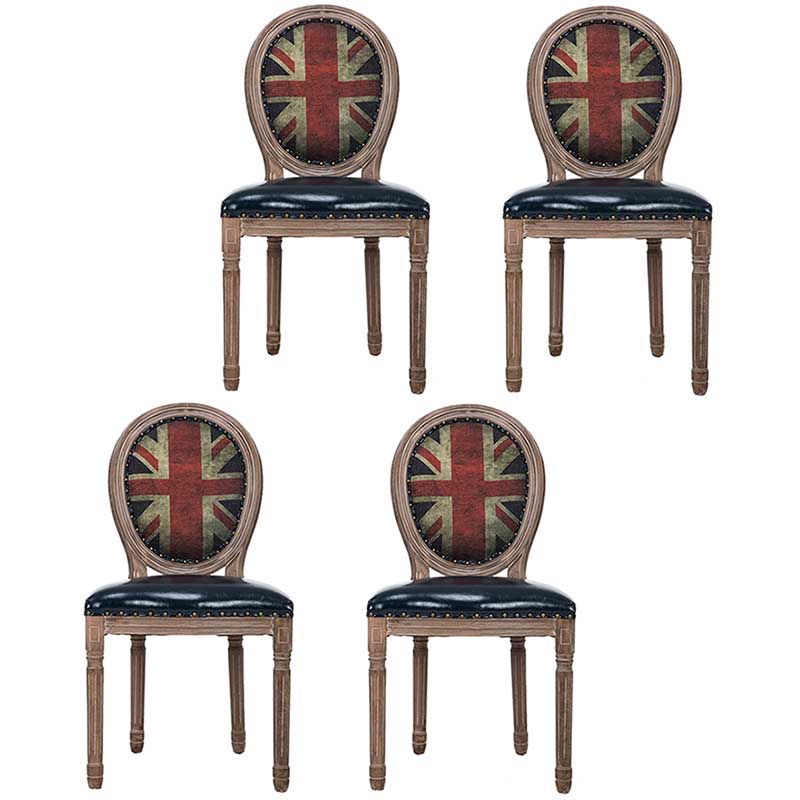 Solid Wood Country Style Dining Room Chair Matte Finish King Louis Back Side Chair