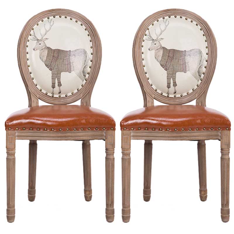 Solid Wood Country Style Dining Room Chair Matte Finish King Louis Back Side Chair