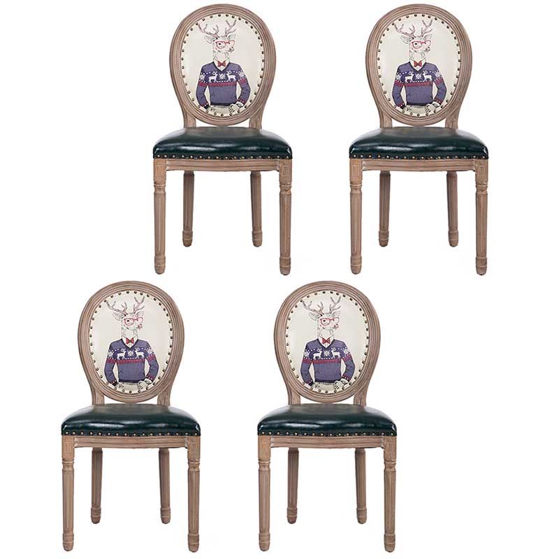 Solid Wood Country Style Dining Room Chair Matte Finish King Louis Back Side Chair