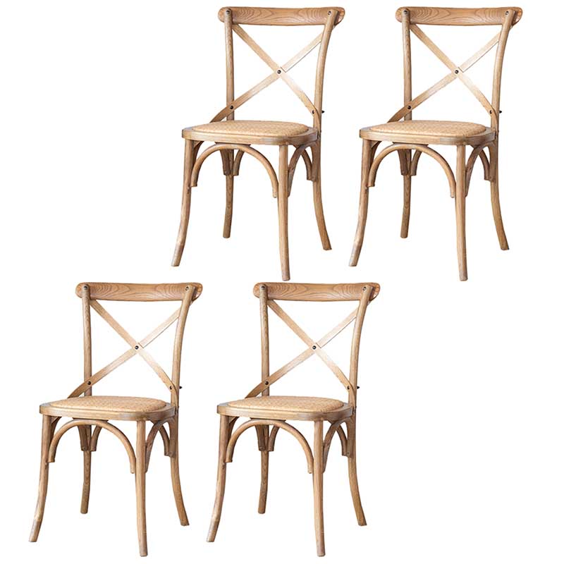 Solid Wood Traditional Dining Chair Matte Finish Cross Back Side Chair