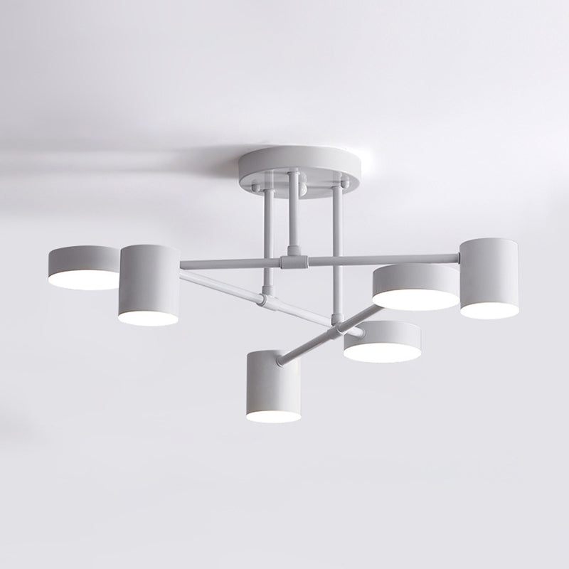 Luci cilindriche del lampadario cilindrico in metallo moderno a 6 luci a pendente