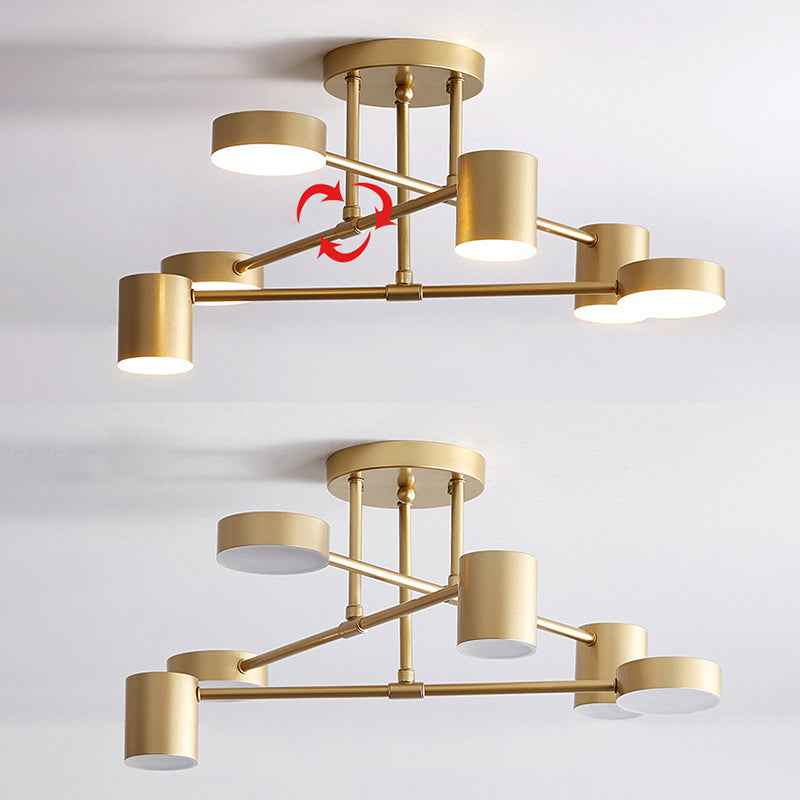 Luci cilindriche del lampadario cilindrico in metallo moderno a 6 luci a pendente