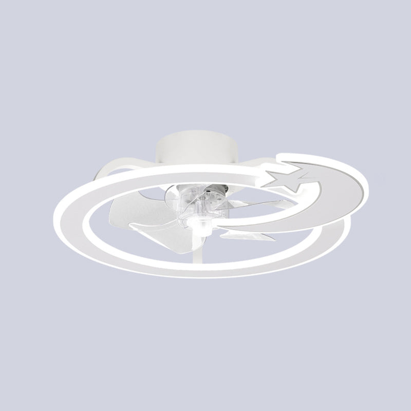 Kids Lovely LED Ceiling Fans Wrought Iron Circular Ceiling Fan Light with Acrylic Shade