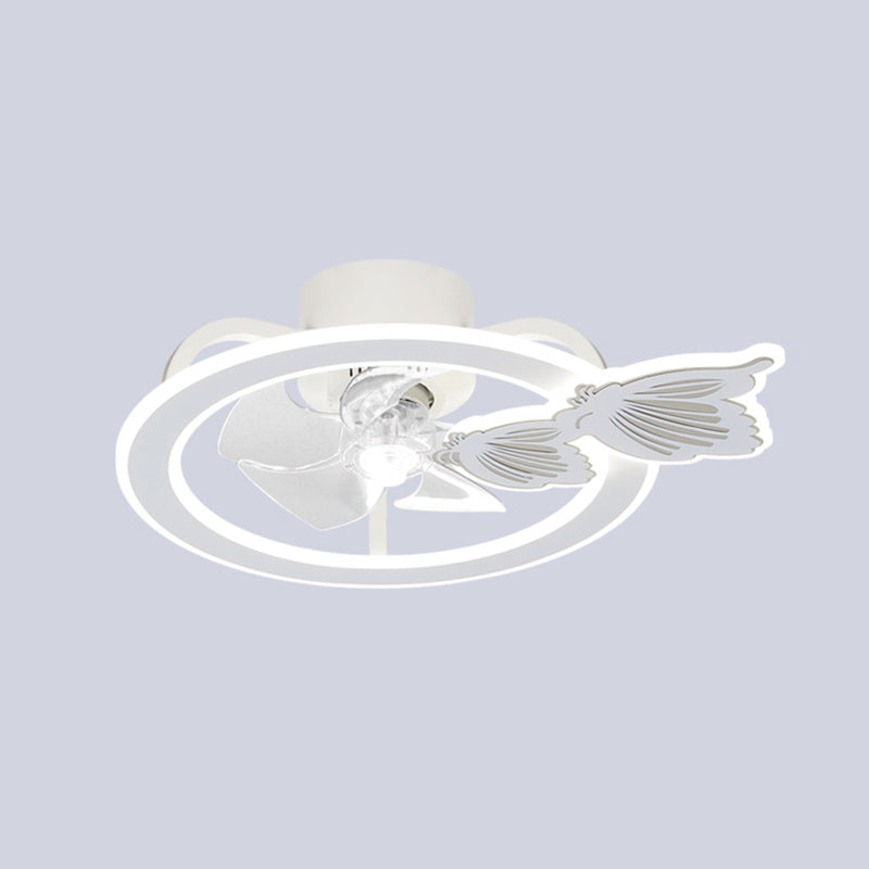 Kids Lovely LED Ceiling Fans Wrought Iron Circular Ceiling Fan Light with Acrylic Shade