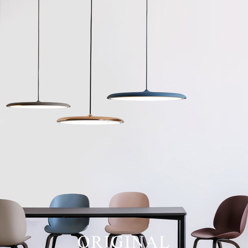 Modern Hanging Light Fixtures Round Plate Pendant Lights Metal 1 Light Pendant Lamp