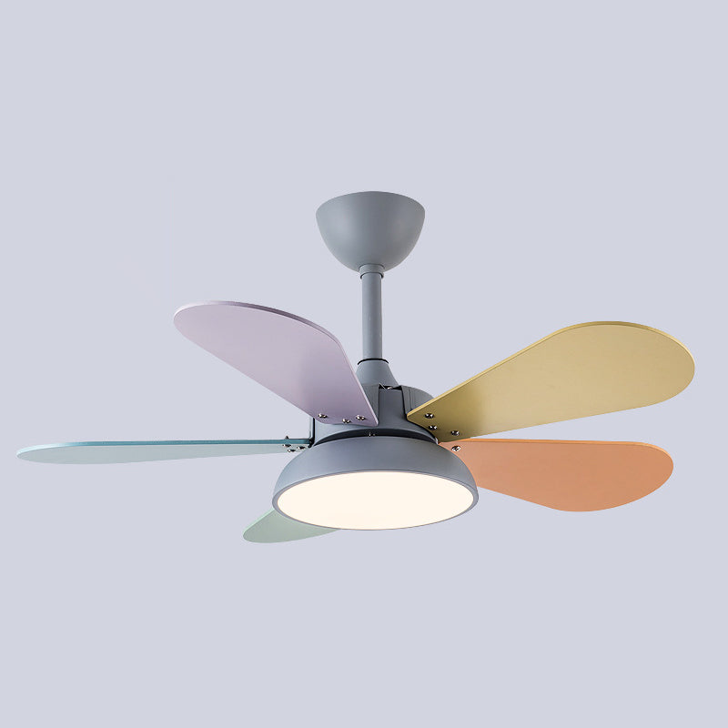 Kids Creative LED Indoor Hanging Lamp Wrought Iron Fan Pendant Light with Acrylic Shade