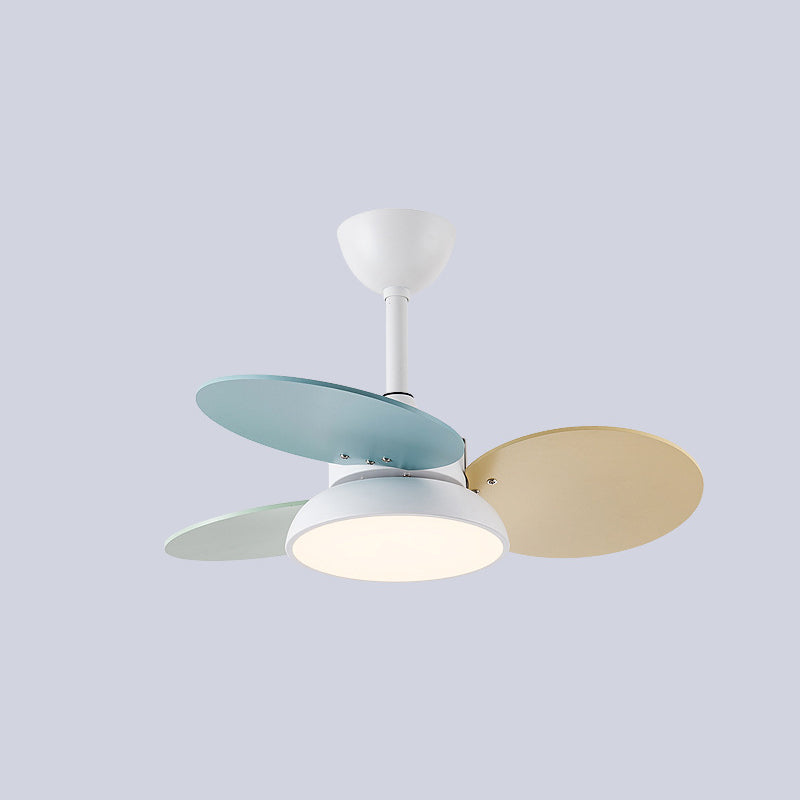 Kids Creative LED Indoor Hanging Lamp Wrought Iron Fan Pendant Light with Acrylic Shade