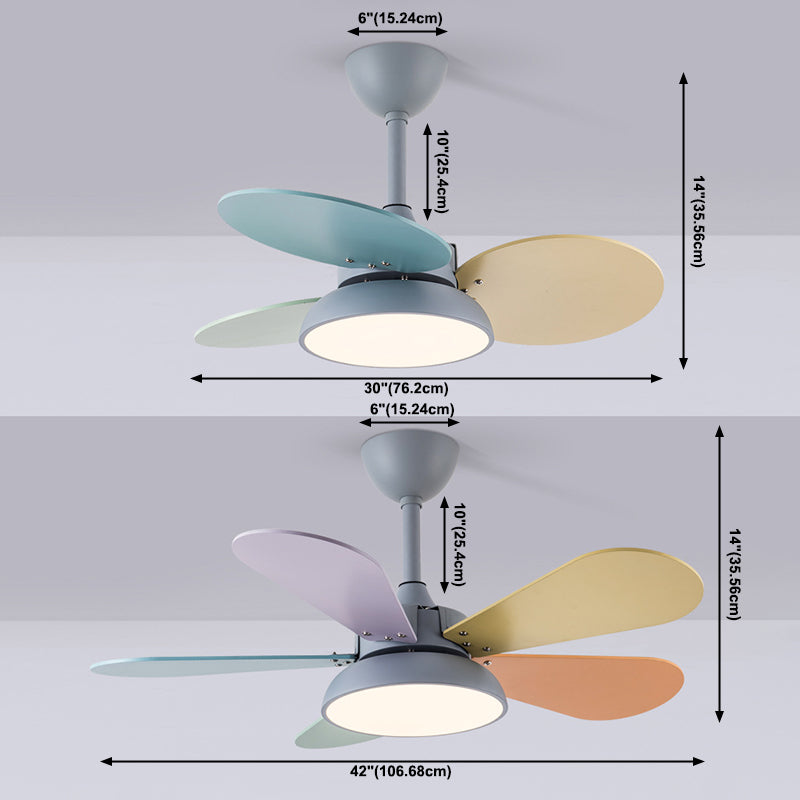 Kids Creative LED Indoor Hanging Lamp Wrought Iron Fan Pendant Light with Acrylic Shade