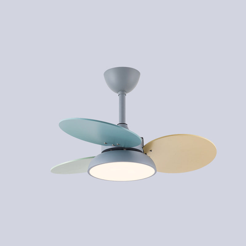 Kids Creative LED Indoor Hanging Lamp Wrought Iron Fan Pendant Light with Acrylic Shade