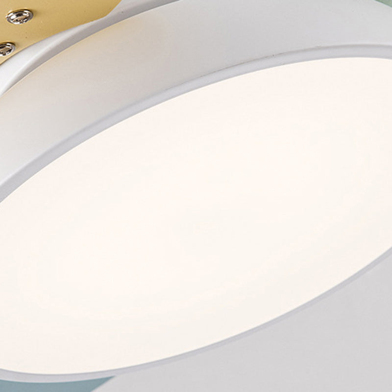 Kids Creative LED Indoor Hanging Lamp Wrought Iron Fan Pendant Light with Acrylic Shade