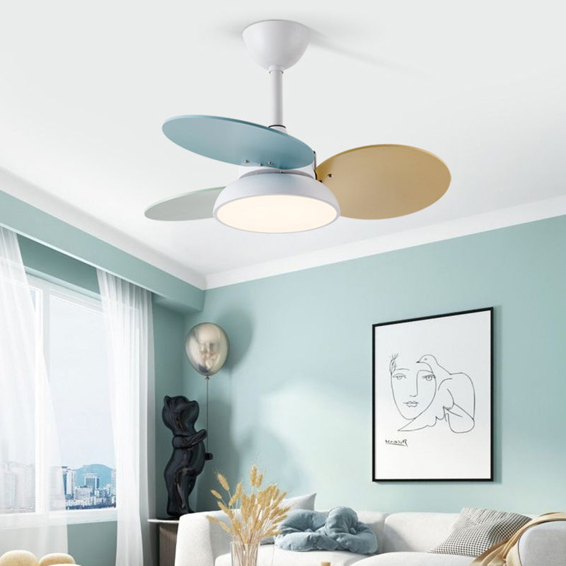 Kids Creative LED Indoor Hanging Lamp Wrought Iron Fan Pendant Light with Acrylic Shade