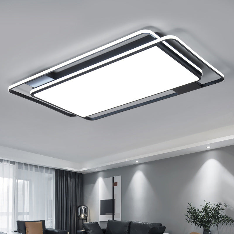 Modern Style Black Led Flush Mount Fixture Geometric Acrylic Flush Ceiling Lighting