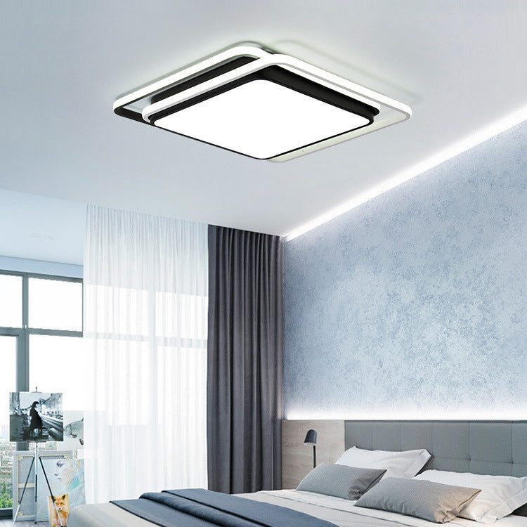 Modern Style Black Led Flush Mount Fixture Geometric Acrylic Flush Ceiling Lighting