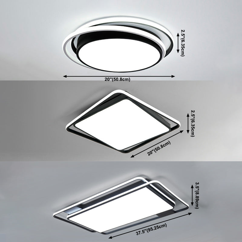 Modern Style Black Led Flush Mount Fixture Geometric Acrylic Flush Ceiling Lighting