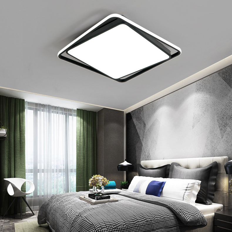 Modern Style Black Led Flush Mount Fixture Geometric Acrylic Flush Ceiling Lighting