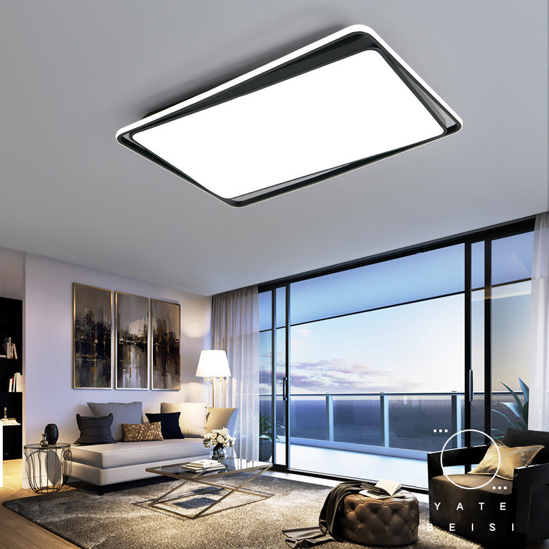 Modern Style Black Led Flush Mount Fixture Geometric Acrylic Flush Ceiling Lighting