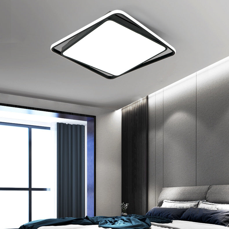 Modern Style Black Led Flush Mount Fixture Geometric Acrylic Flush Ceiling Lighting