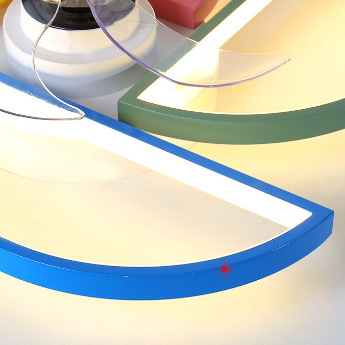 Kids Artistic LED Ceiling Fans Aluminium Windmill Ceiling Fan Light with Acrylic Shade