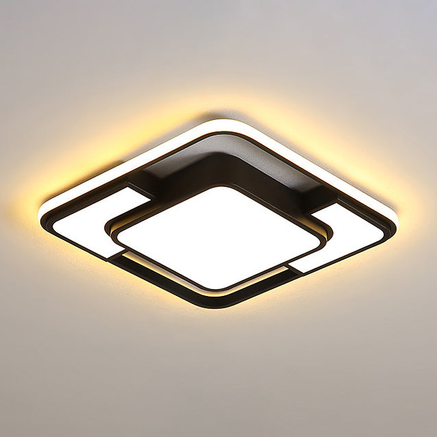 Lámpara empotrada de 1 luz de estilo moderno acrílico con montaje empotrado Led negro geométrico