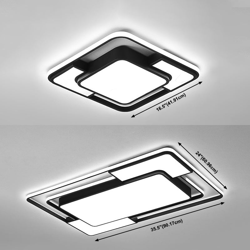 Lámpara empotrada de 1 luz de estilo moderno acrílico con montaje empotrado Led negro geométrico
