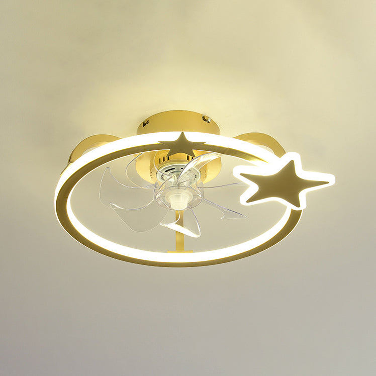 Kids Creative Star LED Ceiling Fan Light Wrought Iron Indoor Ceiling Light with Acrylic Shade