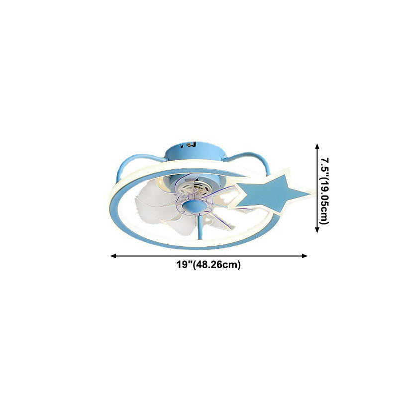 Kids Artistic LED Ceiling Fans Wrought Iron Star Ceiling Fixture with Acrylic Shade