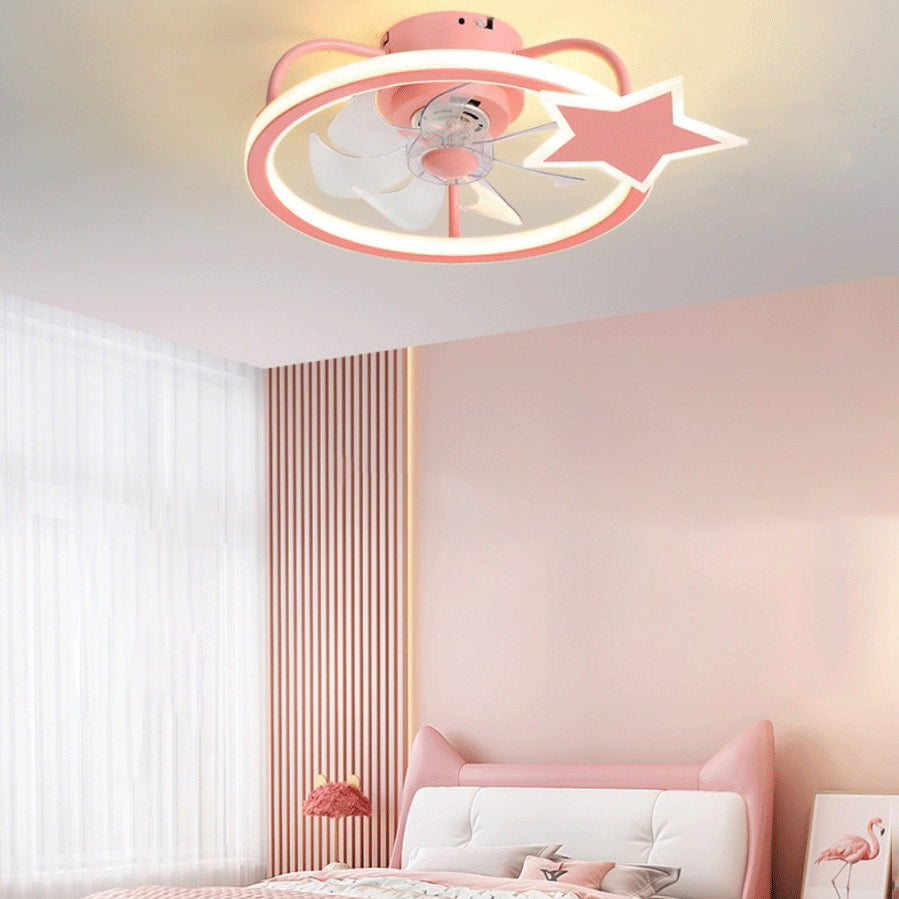 Kids Artistic LED Ceiling Fans Wrought Iron Star Ceiling Fixture with Acrylic Shade