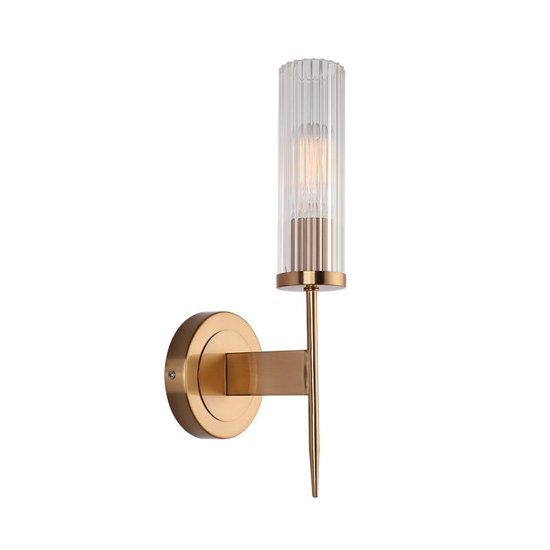 Lampe murale simple en verre en or dans la lumière murale cylindrique en fer moderne pour les espaces intérieurs