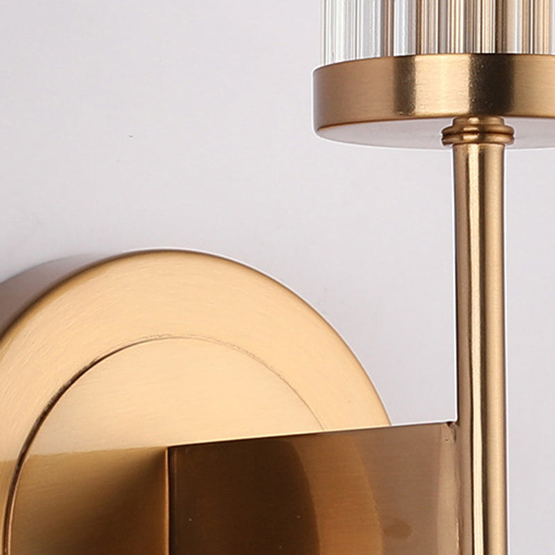 Glazen gouden enkele wandlamp in moderne luxe stijl ijzercilindrisch wandlicht voor binnenruimtes