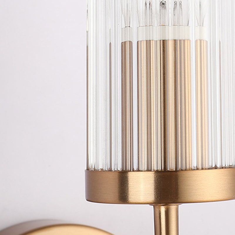 Lampe murale simple en verre en or dans la lumière murale cylindrique en fer moderne pour les espaces intérieurs