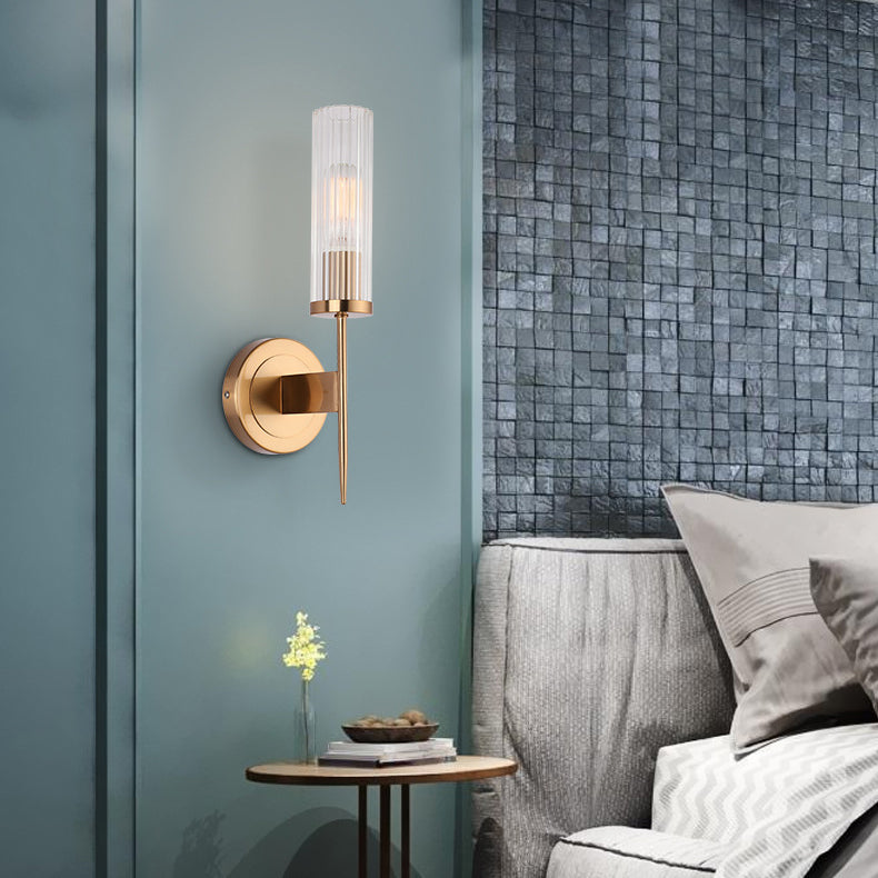 Lampe murale simple en verre en or dans la lumière murale cylindrique en fer moderne pour les espaces intérieurs