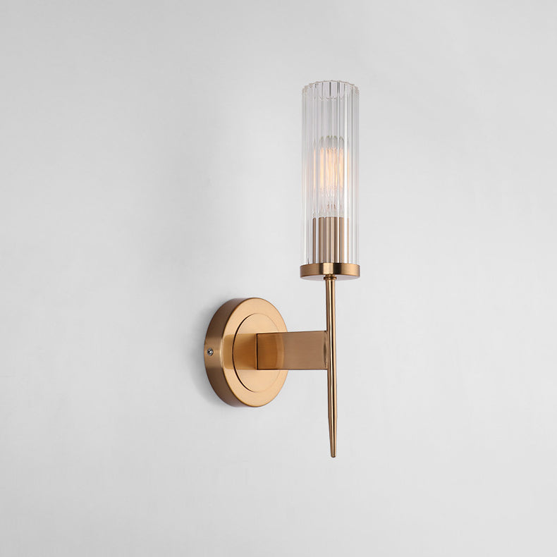 Lampe murale simple en verre en or dans la lumière murale cylindrique en fer moderne pour les espaces intérieurs