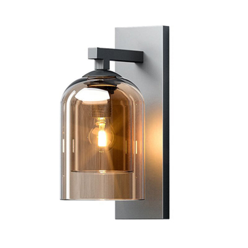 Lámpara de pared negra de vidrio en moderno estilo conciso de hierro forjado Luz de pared para el dormitorio