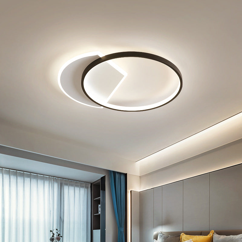 Black and White LED Ceiling Light in Modern Style Aluminium Geometric Flush Mount with Acrylic Shade