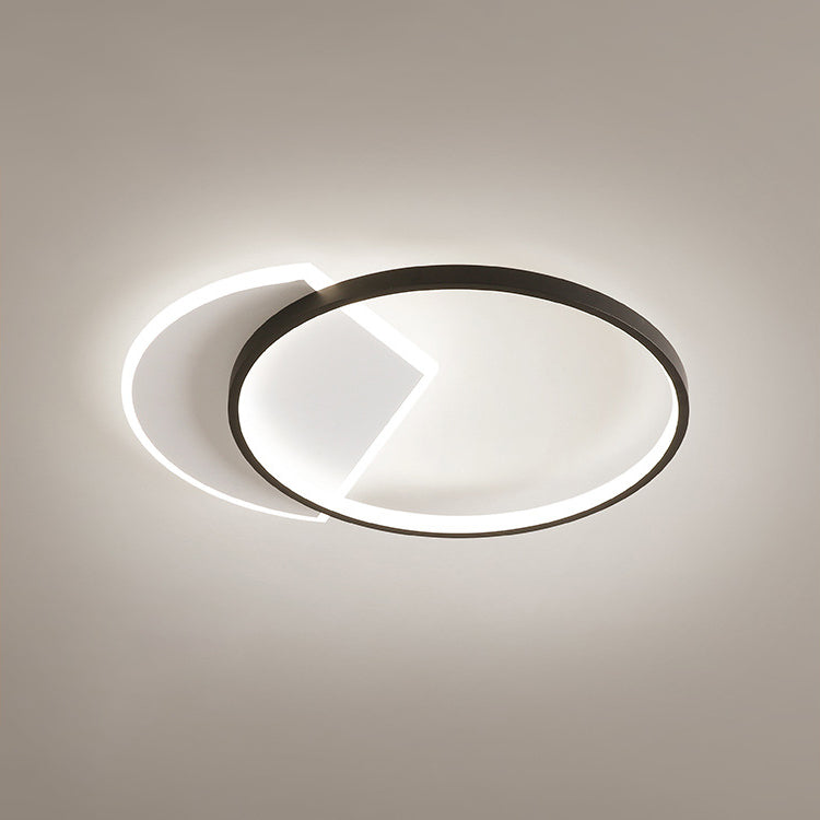 Black and White LED Ceiling Light in Modern Style Aluminium Geometric Flush Mount with Acrylic Shade