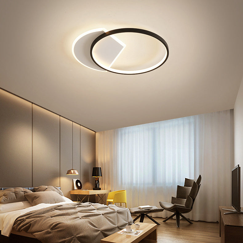Black and White LED Ceiling Light in Modern Style Aluminium Geometric Flush Mount with Acrylic Shade