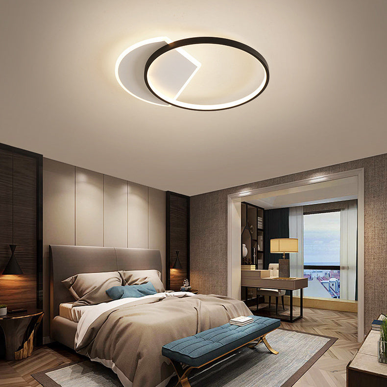 Black and White LED Ceiling Light in Modern Style Aluminium Geometric Flush Mount with Acrylic Shade