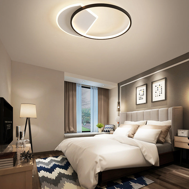 Black and White LED Ceiling Light in Modern Style Aluminium Geometric Flush Mount with Acrylic Shade