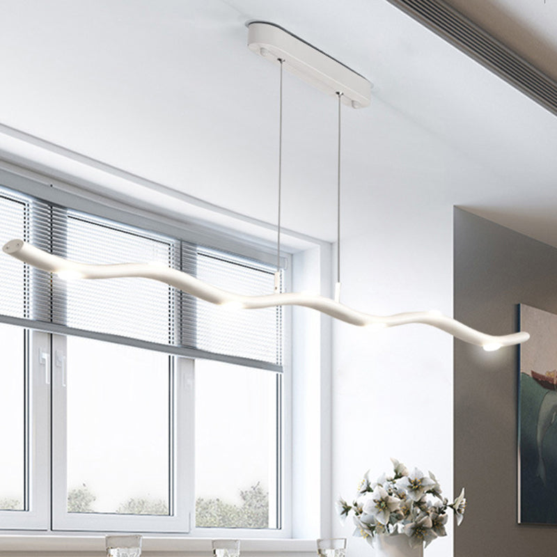 Linear Island Lighting Modern Pendant Chandelier Metal 5 Light Island Lights in White