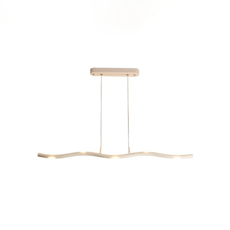 Illuminazione isola lineare moderna lampadario a pendente metallo 5 luci isola luminosa in bianco